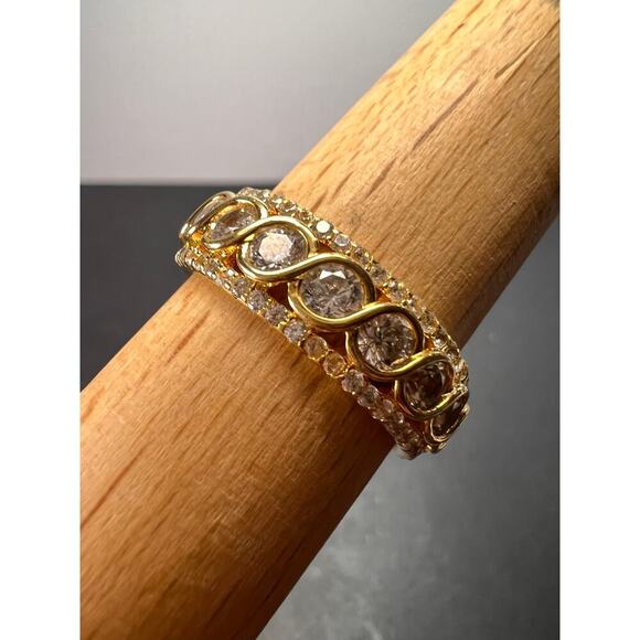 CZ gold over Sterling eternity band mens ring size 11 - Picture 5 of 11